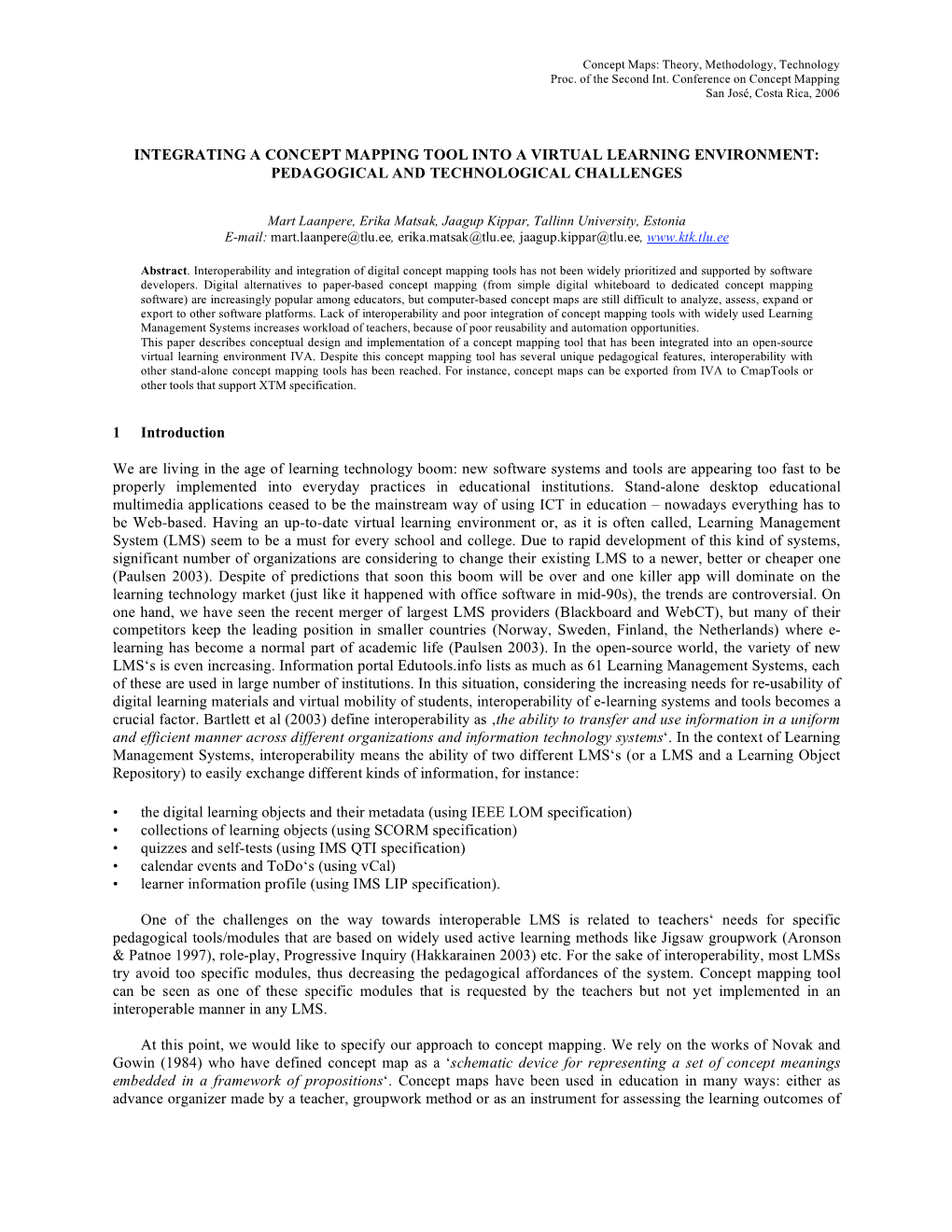 Integrating a Concept Mapping Tool Into a Virtual Learning Environment: Pedagogical and Technological Challenges