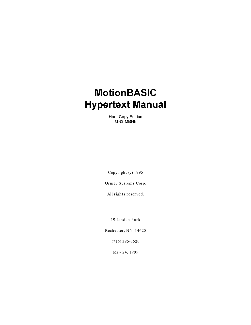 Motionbasic Hypertext Manual