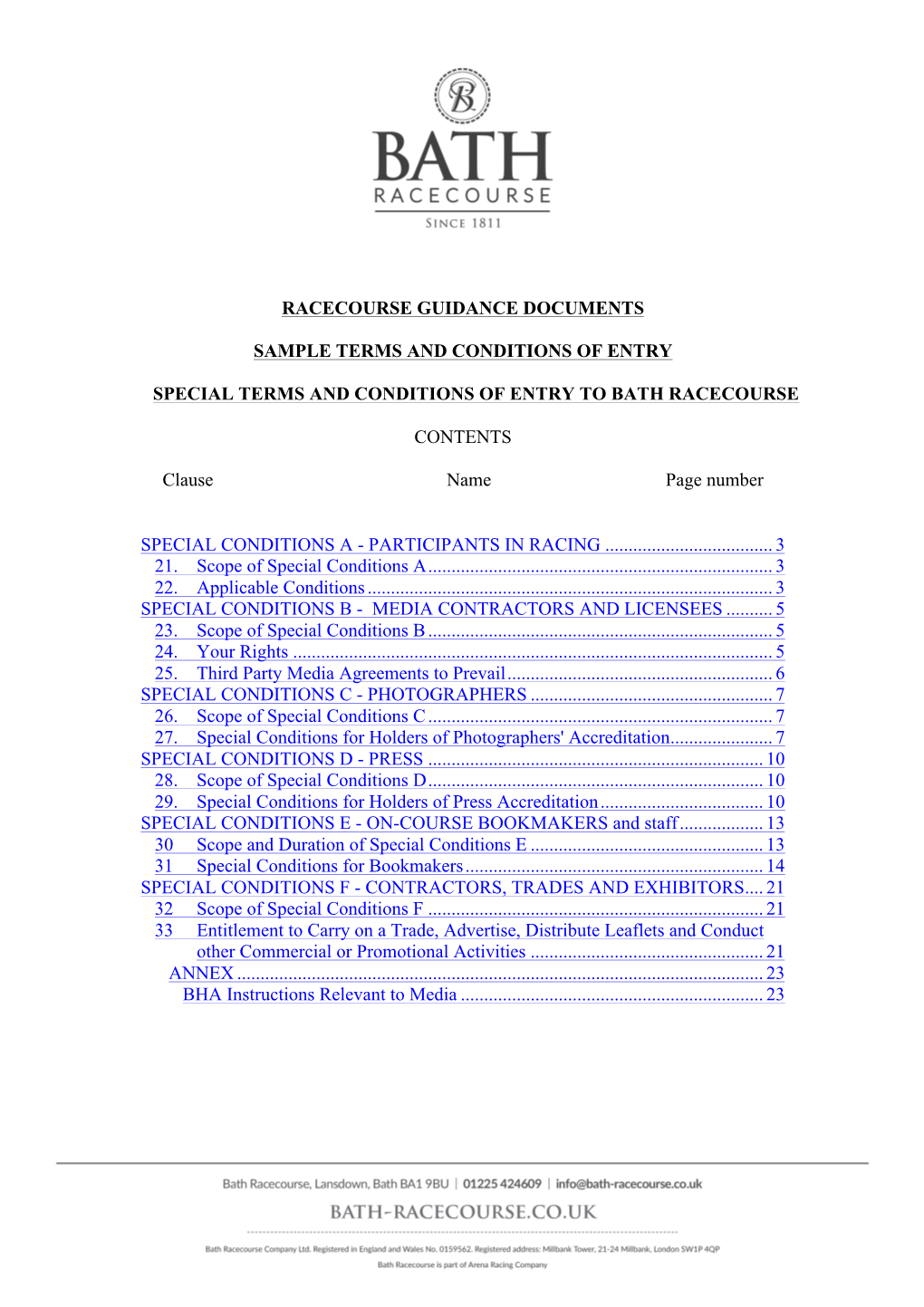 Racecourse Guidance Documents