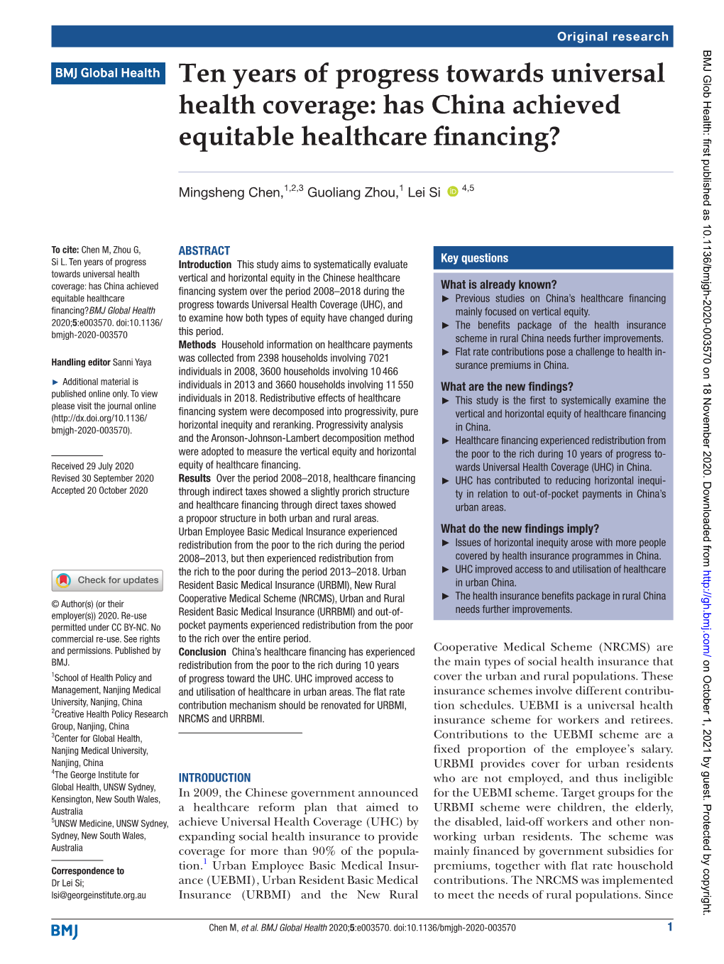 Ten Years of Progress Towards Universal Health Coverage: Has China Achieved Equitable Healthcare Financing?