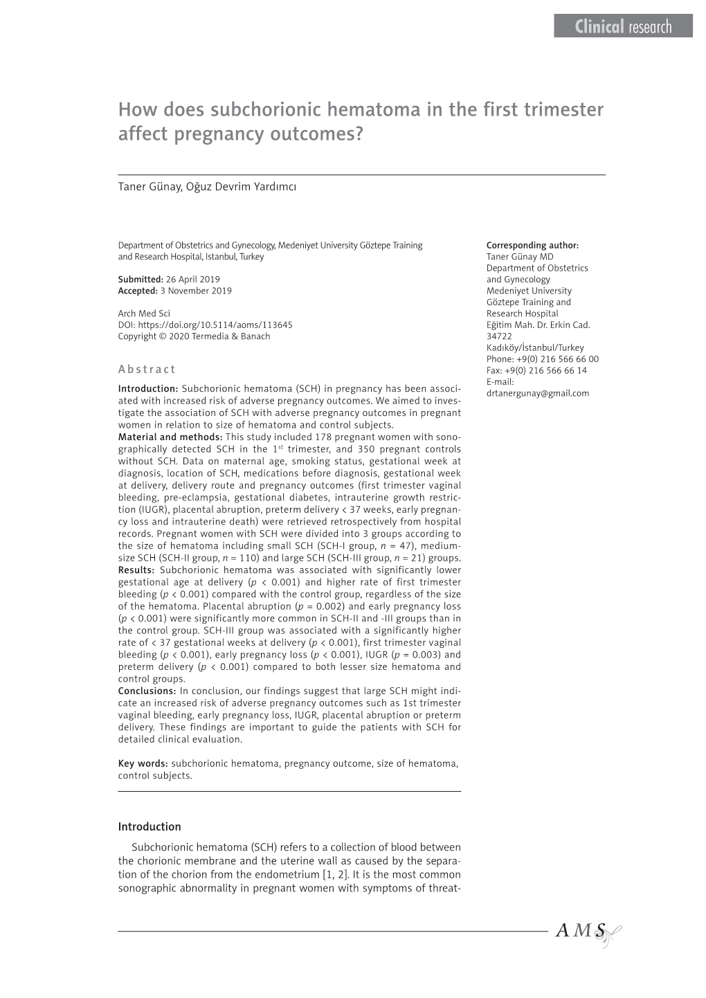 How Does Subchorionic Hematoma in the First Trimester Affect Pregnancy Outcomes?