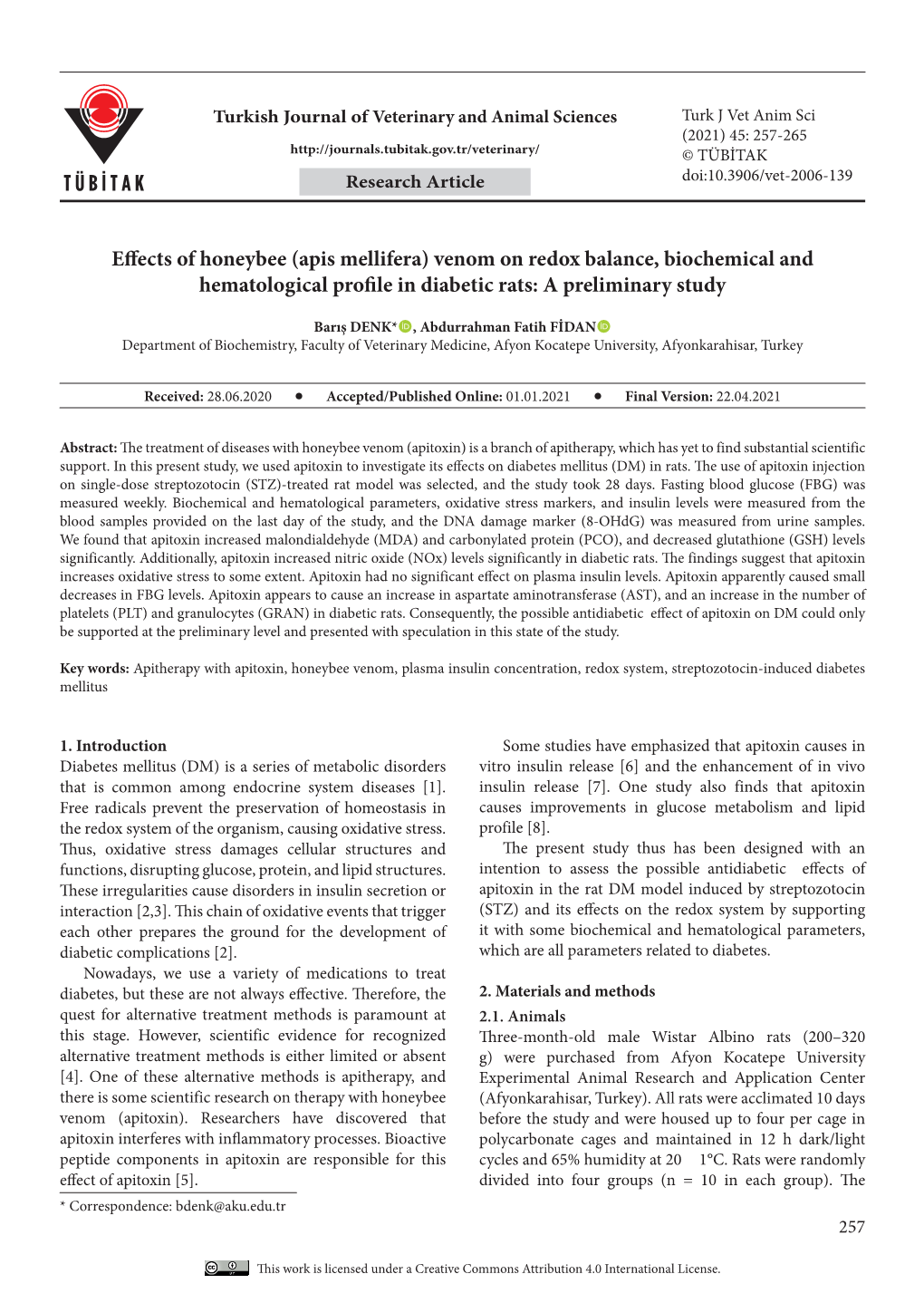 Venom on Redox Balance, Biochemical and Hematological Profile in Diabetic Rats: a Preliminary Study