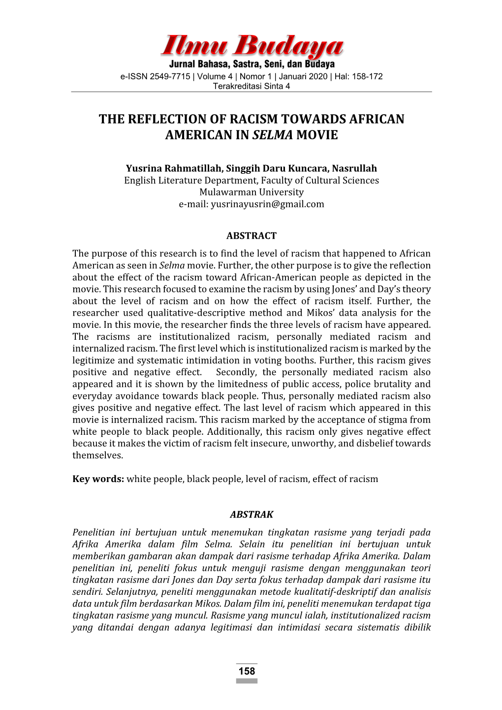 The Reflection of Racism Towards African American in Selma Movie