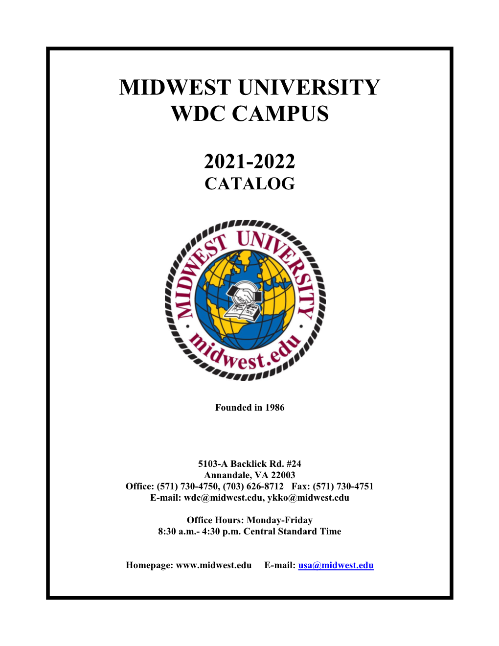 Midwest University Wdc Campus 2021-2022 Catalog
