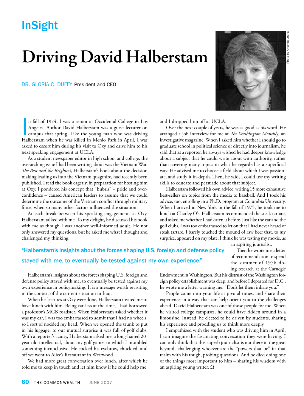 Driving David Halberstam (June 2007)