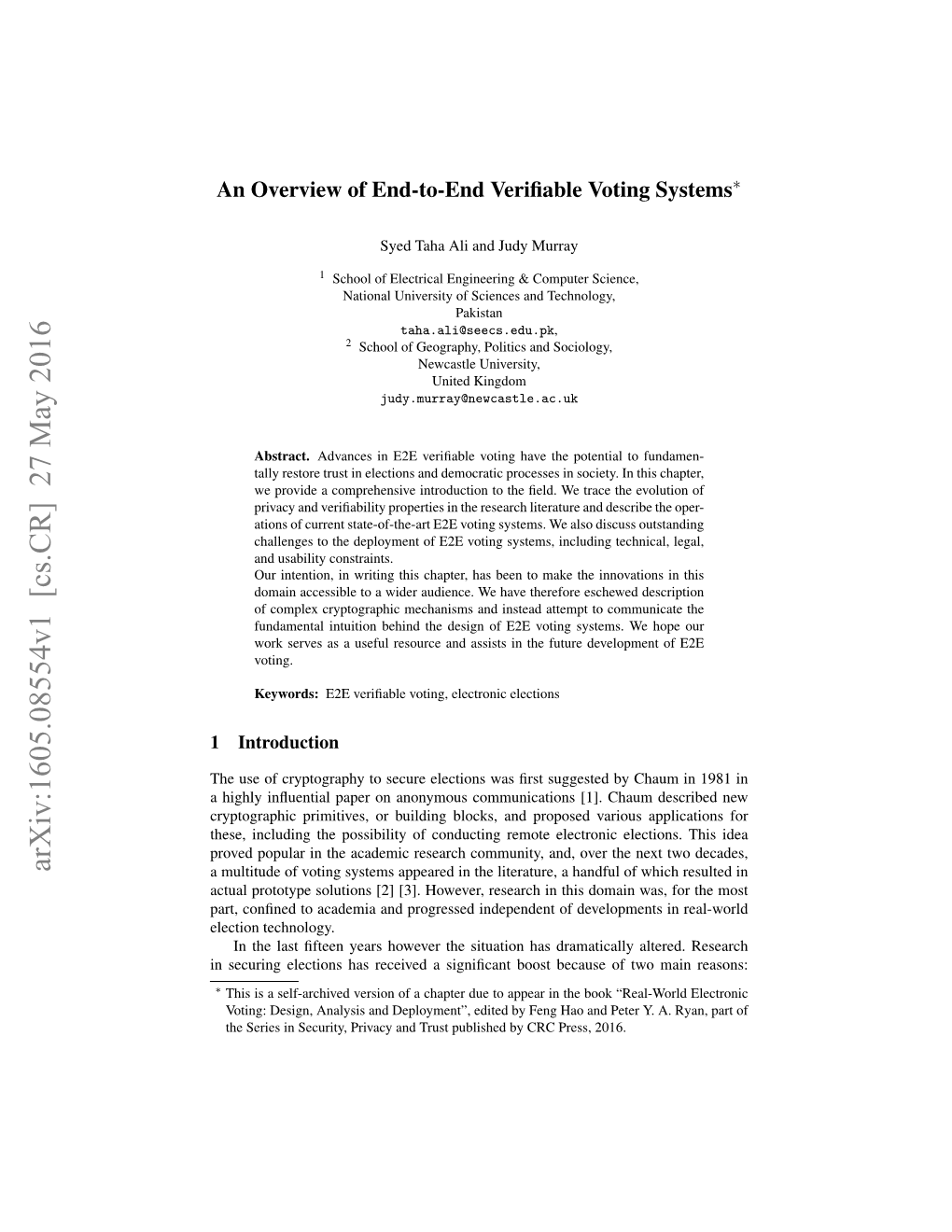 An Overview of End-To-End Verifiable Voting Systems