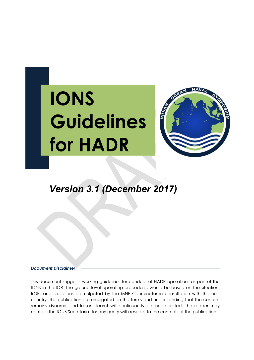 IONS Guidelines for HADR Version 3.1