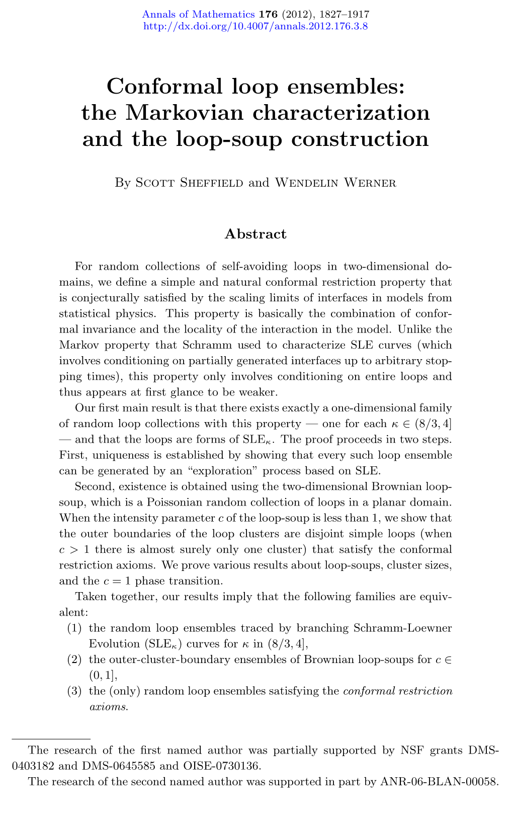 The Markovian Characterization and the Loop-Soup Construction