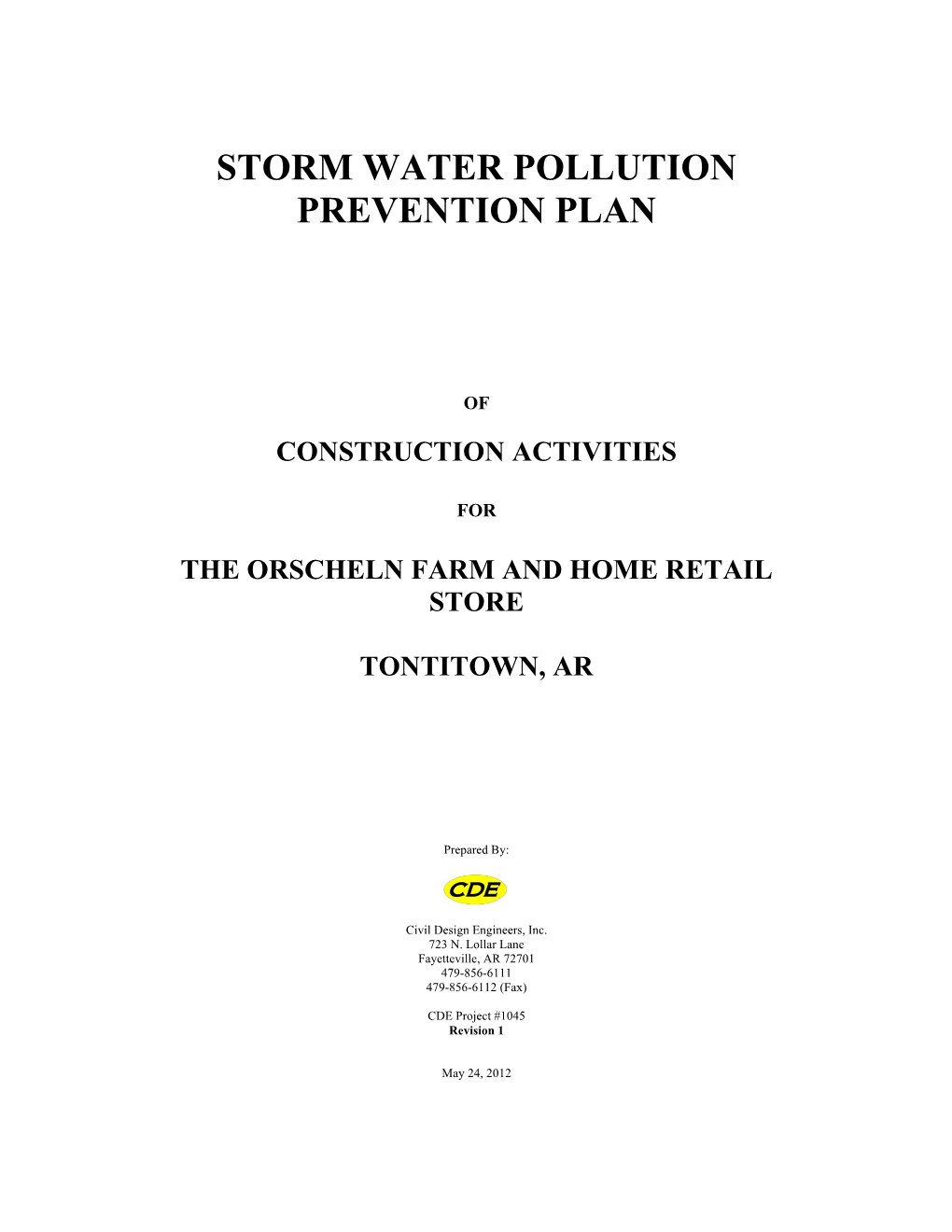 Storm Water Pollution Prevention Plan