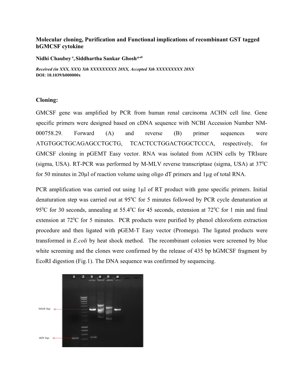 Molecular Cloning, Purification and Functional Implications of Recombinant GST Tagged