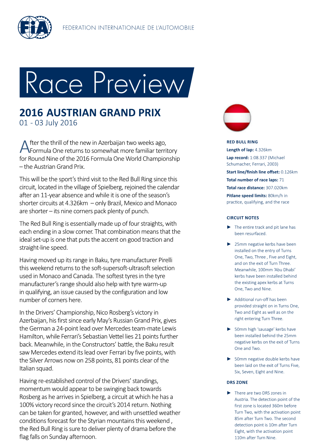 2016 AUSTRIAN GRAND PRIX 01 - 03 July 2016