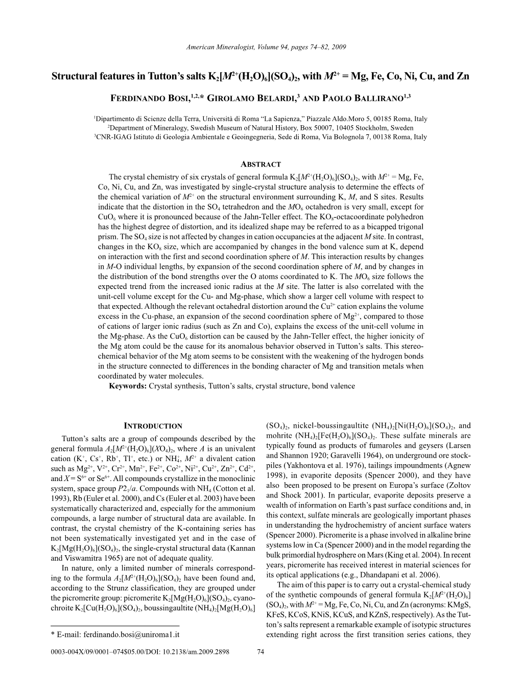 Structural Features in Tutton's Salts K2[M2+(H2O)6](SO4)