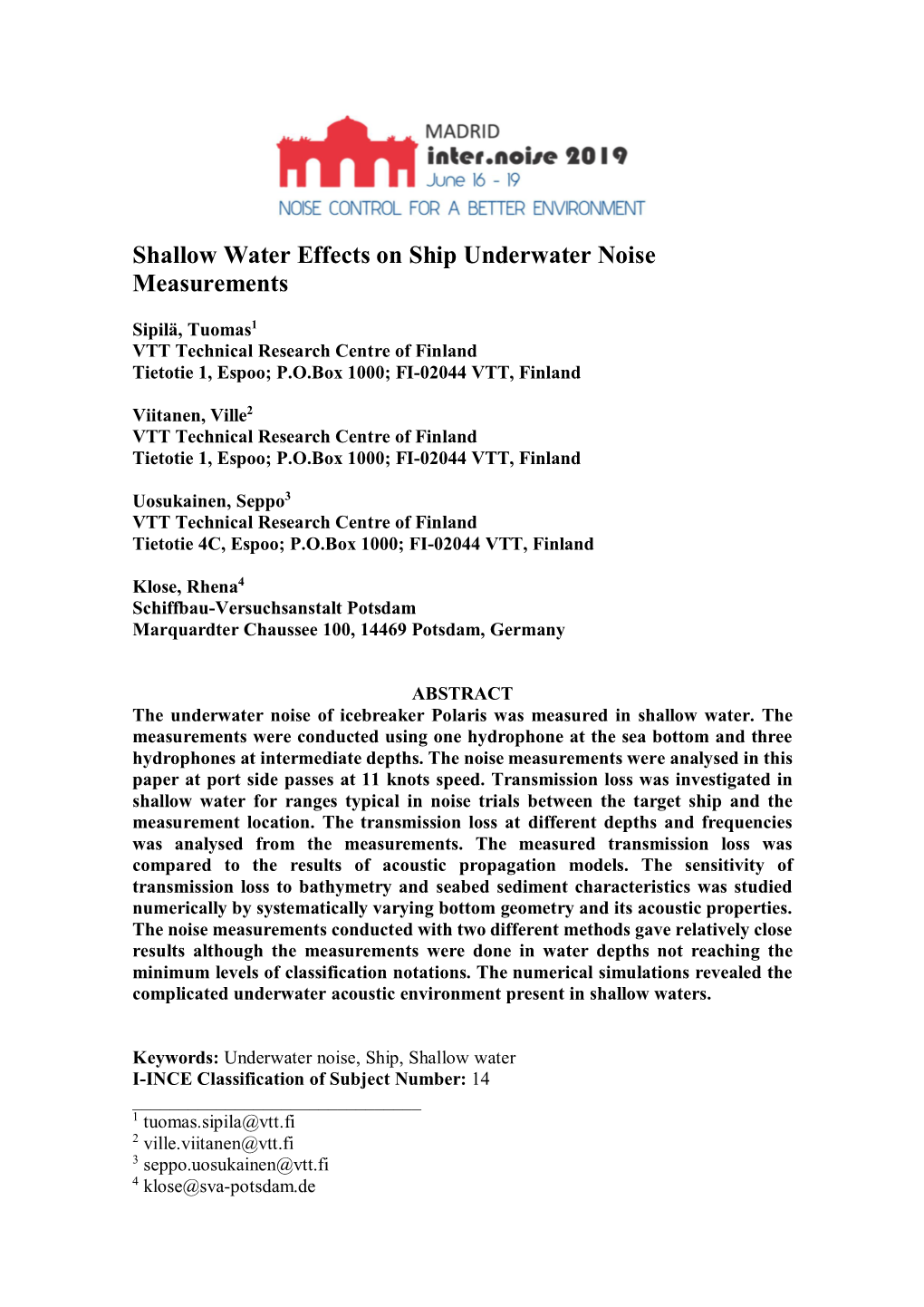 Shallow Water Effects on Ship Underwater Noise Measurements