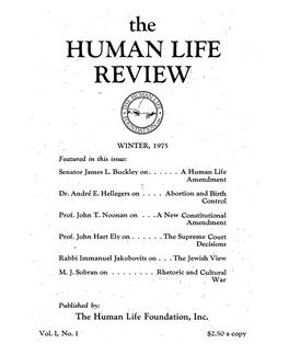 First Issue of the Human Life Review