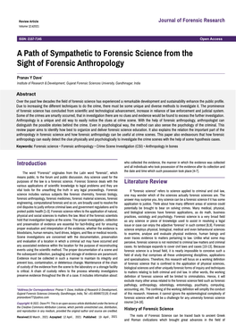 A Path of Sympathetic to the Forensic Science from the Sight of Forensic Anthropology” J Forensic Res 12 (2021) 12