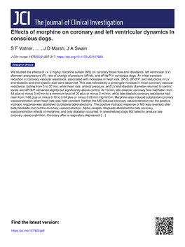 Effects of Morphine on Coronary and Left Ventricular Dynamics in Conscious Dogs