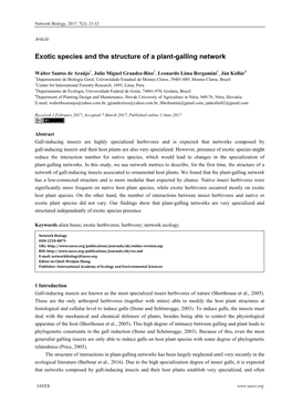 Exotic Species and the Structure of a Plant-Galling Network