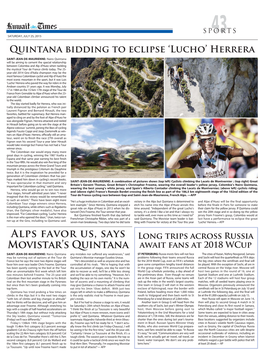 Alps Favor US, Says Movistar's Quintana