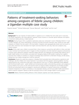 Patterns of Treatment-Seeking Behaviors Among