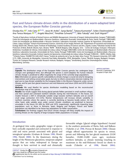 Past and Future Climate-Driven Shifts in the Distribution of a Warm-Adapted Bird Species, the European Roller Coracias Garrulus