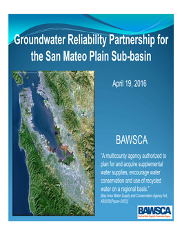 Groundwater Reliability Partnership for the San Mateo Plain Sub-Basin