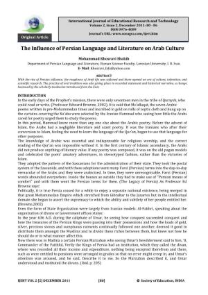 The Influence of Persian Language and Literature on Arab Culture