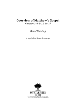 Overview of Matthew's Gospel