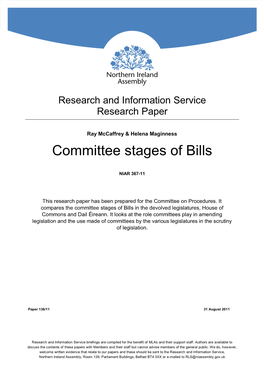 Committee Stages of Bills
