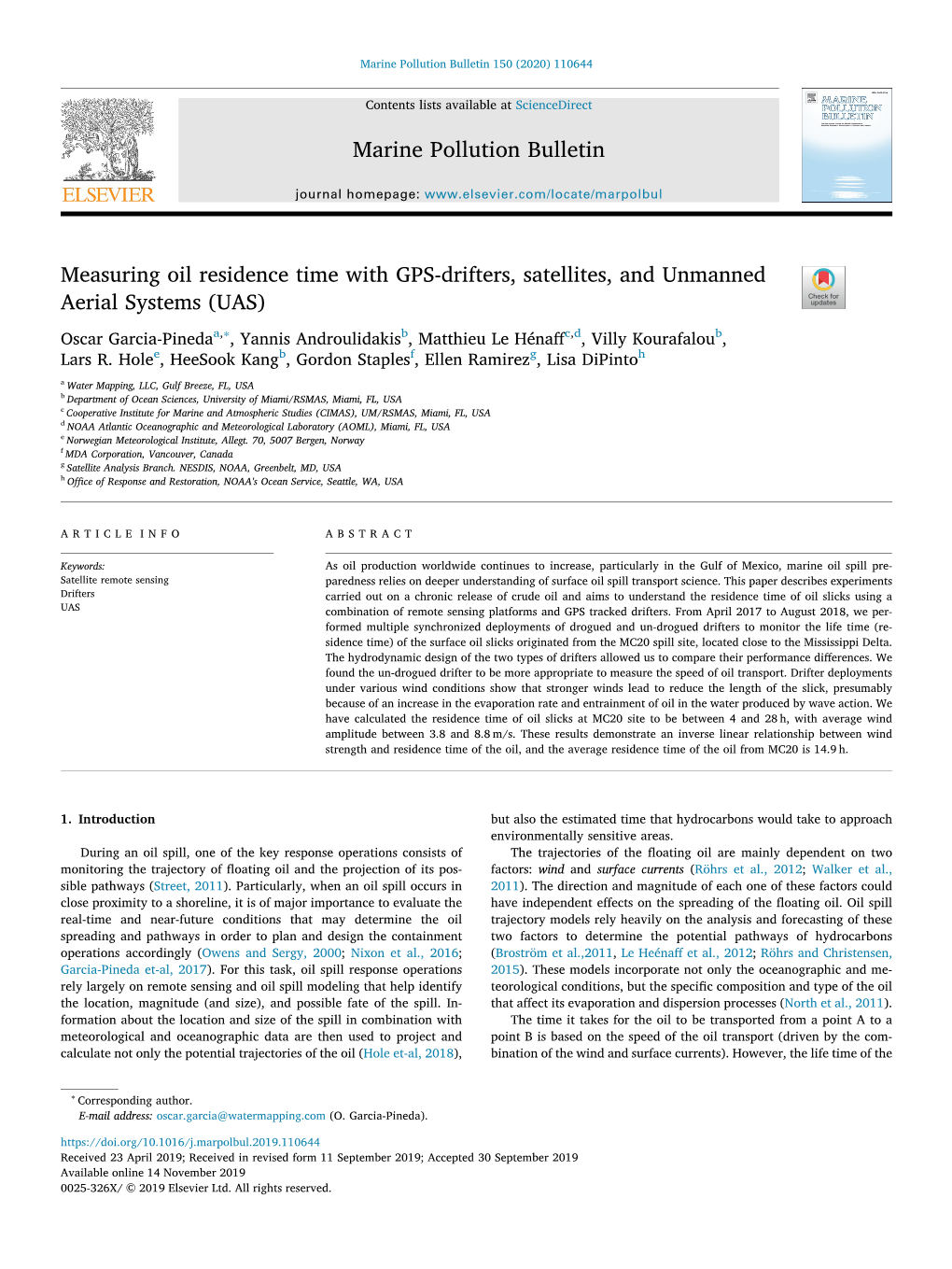 Measuring Oil Residence Time with GPS-Drifters