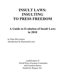 Insult Laws: Insulting to Press Freedom