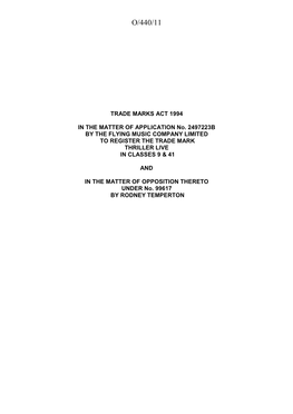 Trade Mark Inter/Ex Partes Decision Or Appeals to the Appointed Person