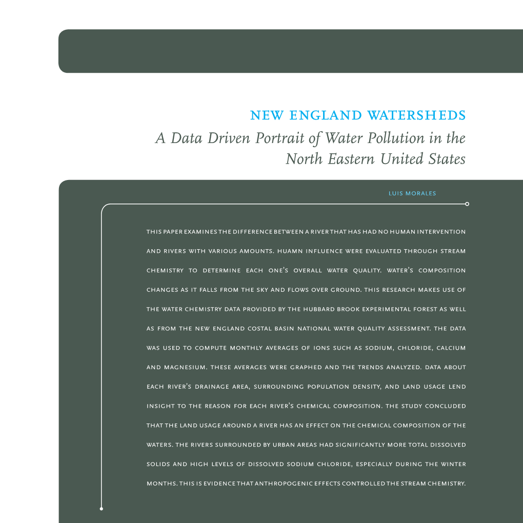 New England Watersheds a Data Driven Portrait of Water Pollution in the North Eastern United States