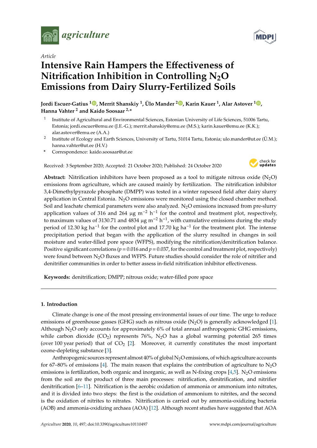 Intensive Rain Hampers the Effectiveness of Nitrification