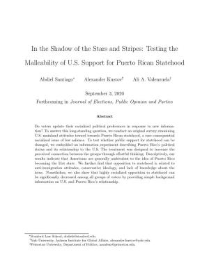 Testing the Malleability of US Support for Puerto Rican Statehood