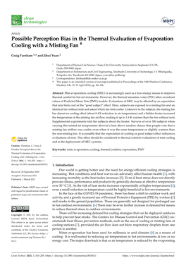 Possible Perception Bias in the Thermal Evaluation of Evaporation Cooling with a Misting Fan †