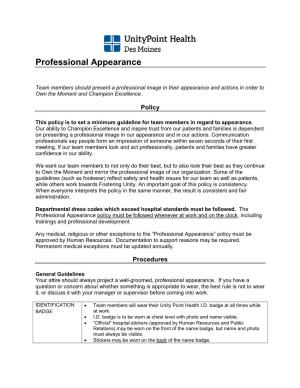 2019 Professional Appearance and Dress Code.Pdf