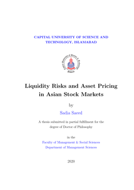 Liquidity Risks and Asset Pricing in Asian Stock Markets