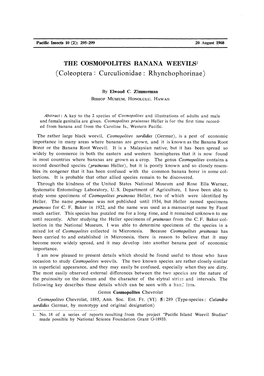 THE COSMOPOLITES BANANA WEEVILS1 (Coleoptera : Curculionidae : Rhynchophorinae)