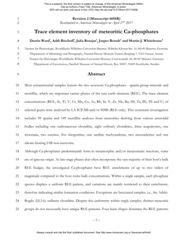 Trace Element Inventory of Meteoritic Ca-Phosphates