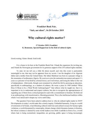 Why Cultural Rights Matter?