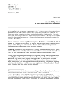 December 31, 2007 Justin Levitt Analysis of Alleged Fraud in Briefs