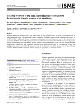 Genomic Evolution of the Class Acidithiobacillia: Deep-Branching Proteobacteria Living in Extreme Acidic Conditions