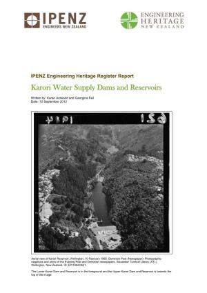 Karori Water Supply Dams and Reservoirs Register Report