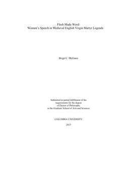 Women's Speech in Medieval English Virgin Martyr Legends
