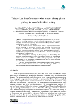 Talbot- Lau Interferometry with a Non- Binary Phase Grating for Non-Destructive Testing