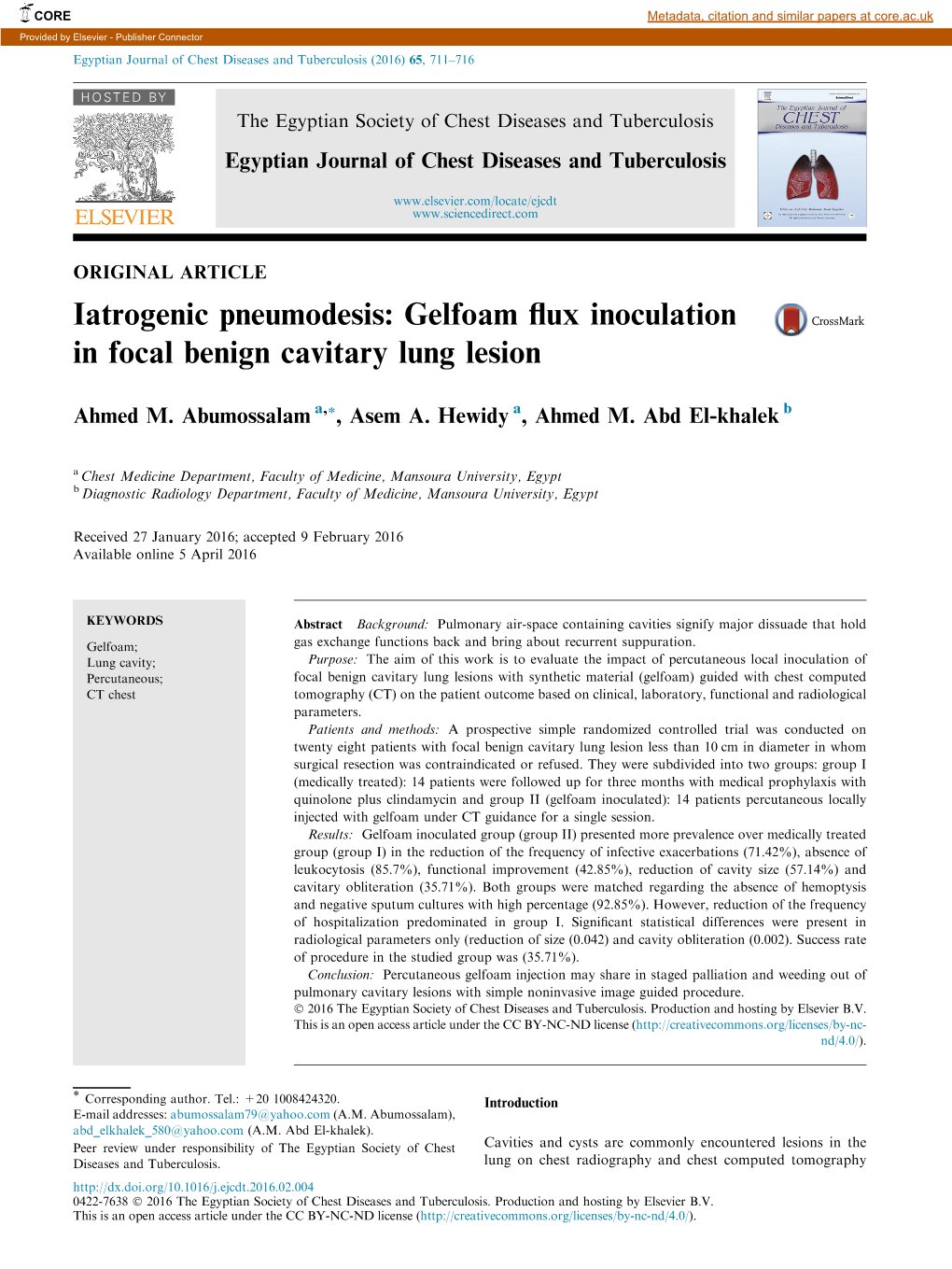 Gelfoam Flux Inoculation in Focal Benign Cavitary Lung Lesion