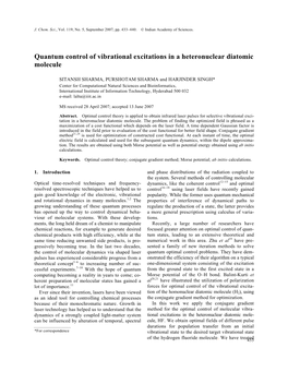 Quantum Control of Vibrational Excitations in a Heteronuclear Diatomic Molecule