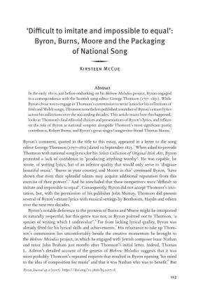 Byron, Burns, Moore and the Packaging of National Song 0 Kirsteen Mccue