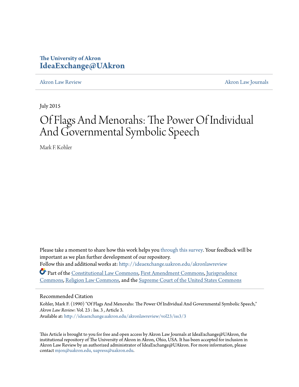 The Power of Individual and Governmental Symbolic Speech