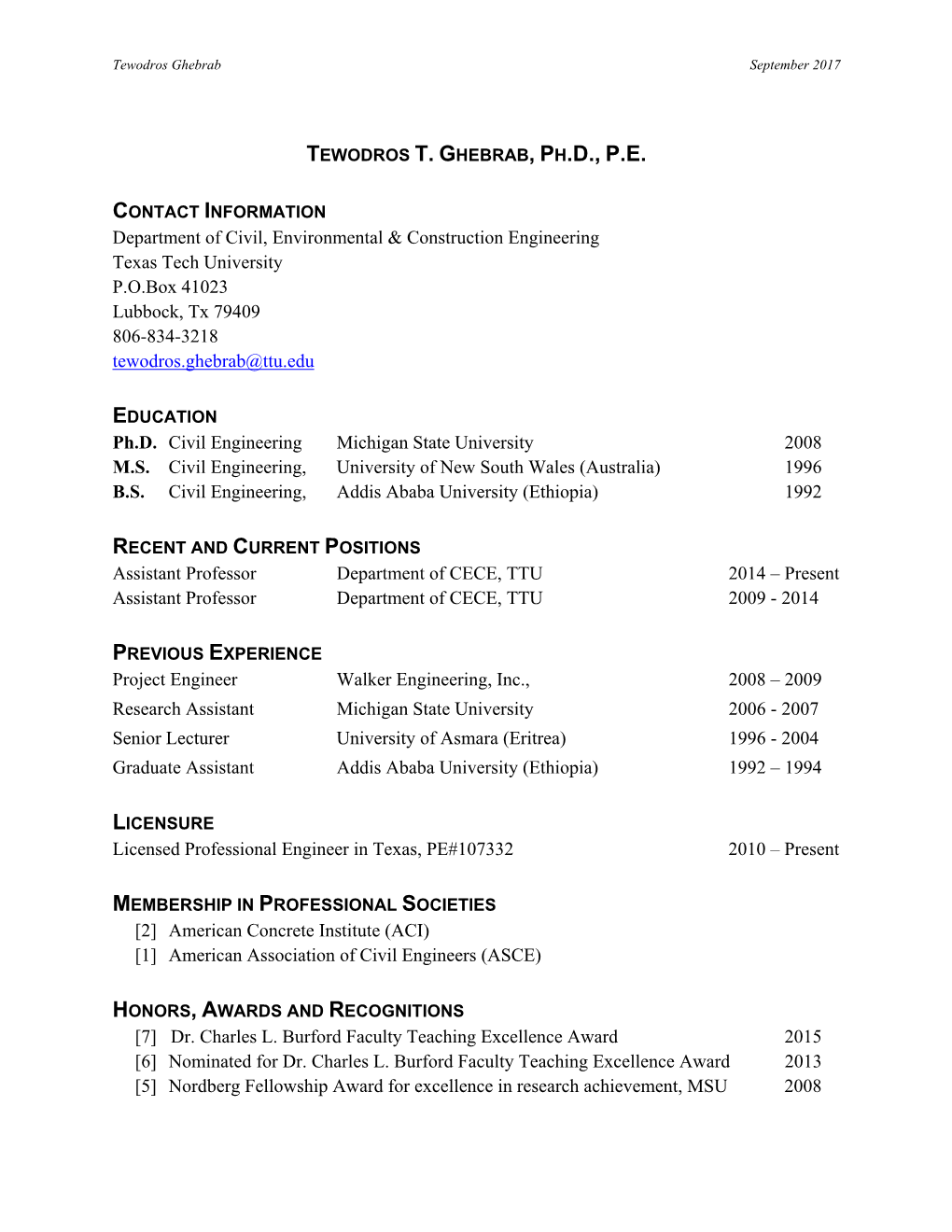 Tewodros T. Ghebrab, Ph.D., P.E